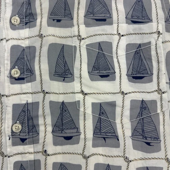 Reyn Spooner Hawaiian Shirt Mens L Sailboat Print Button Down Short Sleeve - Picture 5 of 8